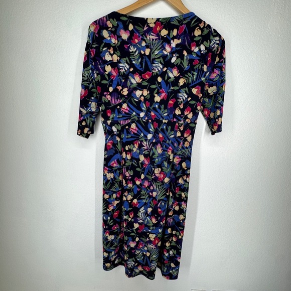 Lauren‎ Ralph Womens Floral Babydoll Dress Size 4 Jersey Colorful Stretch Fitted - Picture 7 of 8